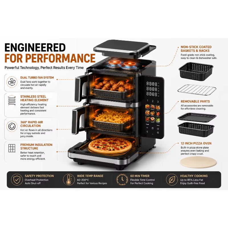 Air Fryer - Elektrikli Hava Fritözü, Pizza Pişirme Özellikleri,